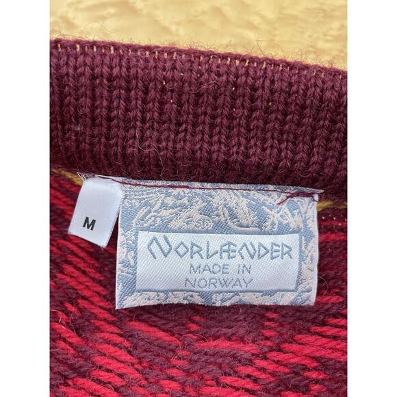 Norlaender Nordic Wool Red/Maroon Cardigan Sweater Coat Silver Buttons Size M - Picture 14 of 16